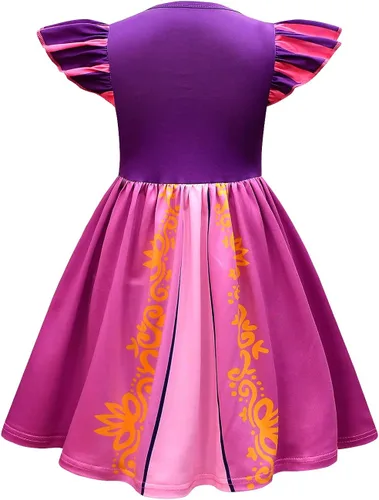 Vista 2 de Ubeufun Purple Princess Dress Rapunze Costume Dress Flutter Sleeve Party Holiday Birthday Cosplay Outfit for Toddler Kids