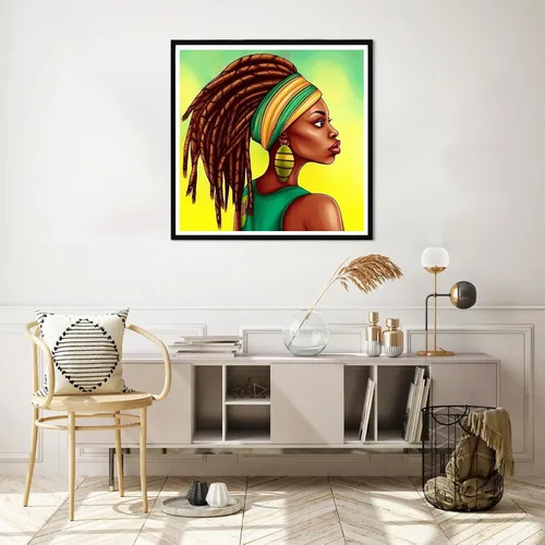 Vista 4 de Yomiie Pintura de diamantes 5D afroamericana completa por números, pintura de mujer africana con diamantes, bordado de diamantes de imitación, punto