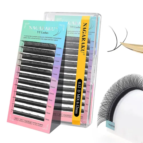 Vista 109 de NAGARAKU YY - Extensiones de pestañas, suministros Y, Lash 4D, Easy Fan, pestañas cruzadas de volumen ruso, pestañas YY, tejidas a mano, malla