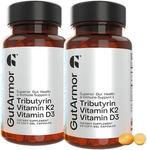Vista 15 de Salud intestinal y cardíaca + apoyo inmunológico 1 mes de suministro 30 cápsulas de gel suave butirato puro de 350 mg y vitamina D3 2000 IU