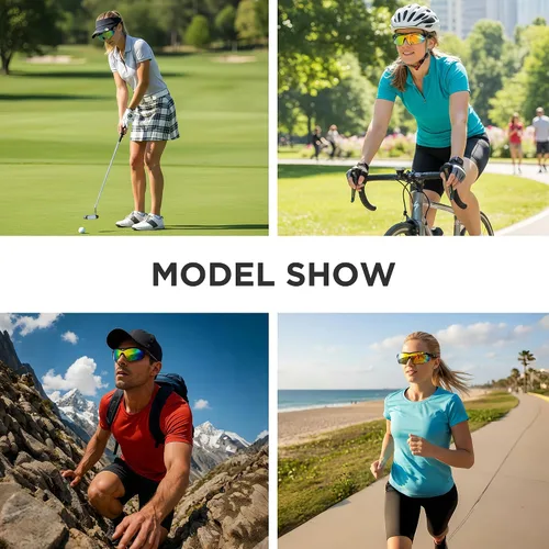 Vista 2 de Cycling Sunglasses for Men Women Youth, Wrap Around Sports Sunglasses for Running Climbing Bike Baseball Softball Golf