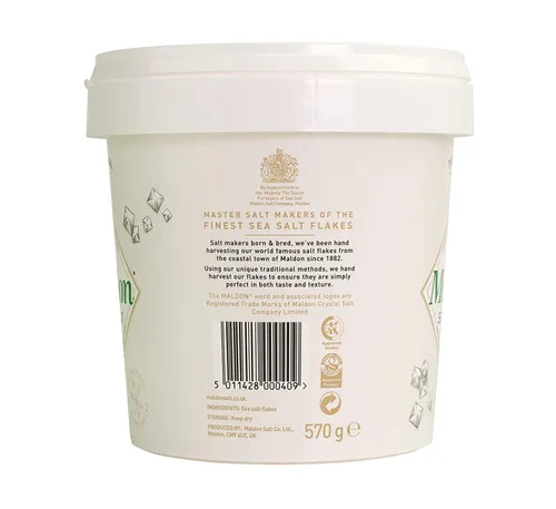 Vista 3 de Maldon Sal, copos de sal marina, tina resellable, Kosher, natural, artesanal, gourmet, cristales piramidales, 20 oz (570 g) paquete de 2