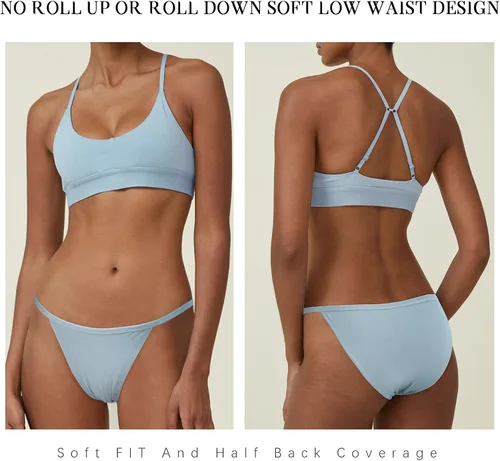 Vista 2 de LEVAO Women's Bikini Panties Cotton Underwear, Plus Size High Cut String Ladies Cheeky Underwear Multipack S-2XL