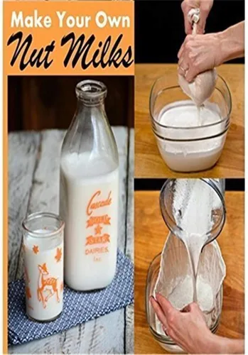 Vista 6 de 2 bolsas de leche de nuez de calidad profesional, grande de 10 x 12 pulgadas, de grado comercial, bolsa de leche de almendra reutilizable y colador