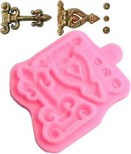 Vista 6 de Lock Key - Molde de silicona para fondant, paquete de 3 tornillos de arcilla para cinturón, molde de correas para chocolate, decoración de pasteles