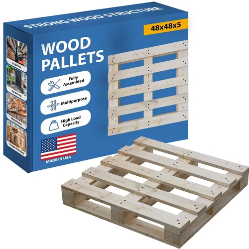 Vista 7 de Greaton, Paleta de madera de entrada de 4 vías para servicio pesado, 40 x 36 x 5 pulgadas, paleta de envío de madera dura de grado industrial