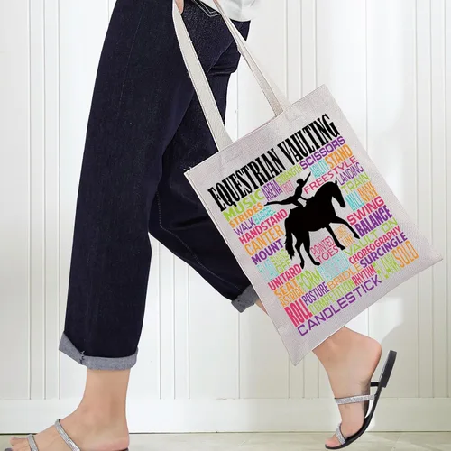 Vista 4 de BWWKTOP Bolsa de lona para saltarse ecuestre, regalos de bóveda de caballo, bolsa de hombro, regalo de equitación