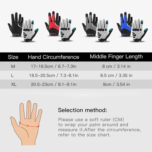 Vista 6 de KynciLOR Guantes de ciclismo para mujer y hombre, guantes de ciclismo con dedos para pantalla táctil y almohadillas de palma con silicona
