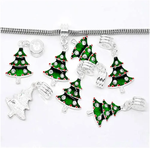 Vista 3 de Sexy Sparkles Pulsera de cuentas de árbol de Navidad para cadena de serpiente, Aleación de metal de zinc