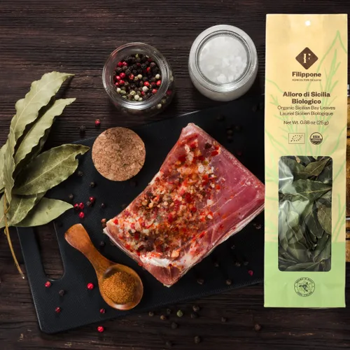 Vista 4 de FILIPPONE - Hojas de Laurel Orgánicas en Tallo, 25 g (0,88 oz), Sicilianas, Certificadas Orgánicas por el USDA Sicilian Bay Leaves Dried on Stem
