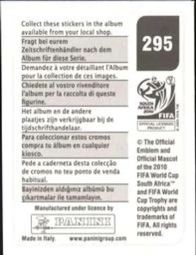 Vista 2 de Pegatinas de la Copa Mundial de la FIFA de Panini 2010 #295 Scott Mcdonald Australia - Adhesivo oficial de álbum de fútbol
