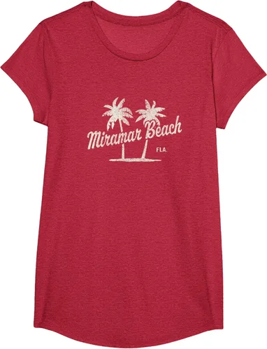 Vista 63 de Miramar Beach Florida Vintage 70s Palm Trees - Camiseta gráfica, Azul / Patchwork, S