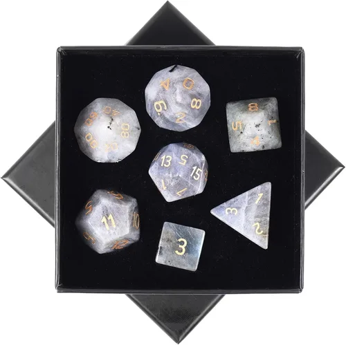 Vista 13 de SUNYIK Juego de 7 dados poliédricos DND de piedra de cristal pulido para juegos de mesa RPG MTG, dados de juego DND, mazmorras y dragones