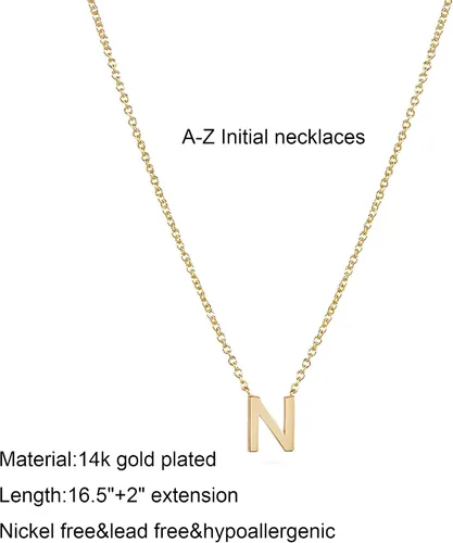Vista 5 de Initial Necklaces for Women, 14k Gold Plated Dainty Gold Letter Necklace Personalized Tiny Initial Pendant Necklace Monogram Cute Letter Name Choker