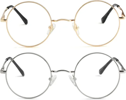 Vista 16 de Kursan Pequeñas gafas redondas claras sin prescripción del marco del círculo de los vidrios 01 Dorado