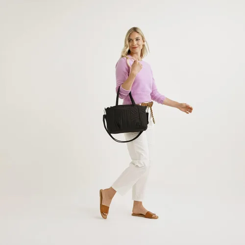 Vista 5 de Vera Bradley Bolso de hombro plisado de algodón para mujer con múltiples correas