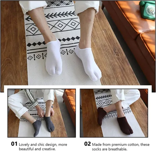 Vista 4 de Holibanna 4 pares de sandalias casuales unisex con puntera dividida para hombres y mujeres, calcetines elásticos de color mixto, talla única