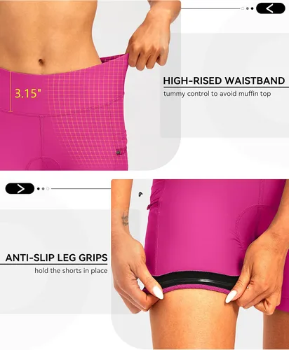 Vista 3 de Bikewa Pantalones cortos de ciclismo acolchados 4D para mujer, ropa interior de ciclismo, ciclismo de carretera, pantalones cortos para mujer