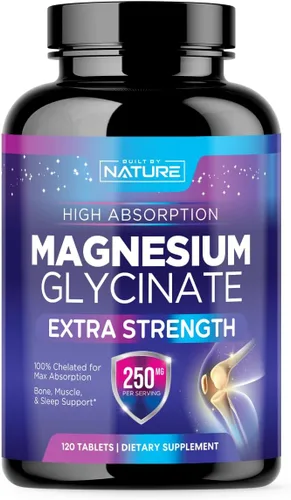 Vista 8 de Glicinato de magnesio 250 mg - Suplemento de magnesio quelado de alta absorción - Glicinato de magnesio 100% puro - Apoyo para la salud del estrés