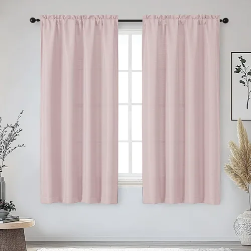 Vista 50 de OWENIE Bob Juego de 2 Paneles de Cortinas Negras de Cocina para Ventanas de 36 Pulgadas de Largo, Cortinas Cortas de Café con Textura de Lino