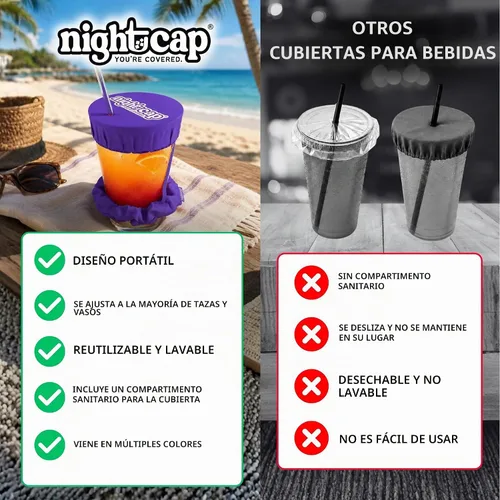 Vista 6 de Nightcap Coletero Cubrevasos - El Coletero Reutilizable para Prevención de Adulteración de Bebidas Como se Vio en Shark Tank