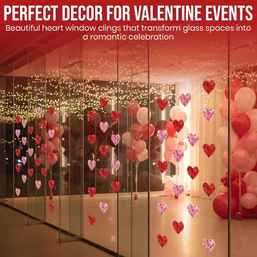 Vista 7 de Iconikal Decoración para ventana del día de San Valentín con corazones de diamante