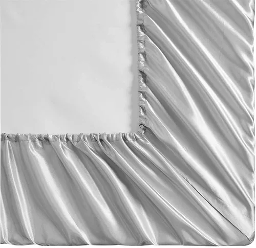 Vista 4 de AiMay Juego de Sábanas de Satén de 4 Piezas Tamaño Twin con Fundas de Almohada Bolsillo Profundo Sedosas Súper Suaves Color Sólido 1 Sábana Encimera