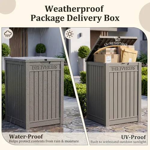 Vista 3 de Cajas de entrega del paquete para el exterior, diseño seguro bloqueable de Negro