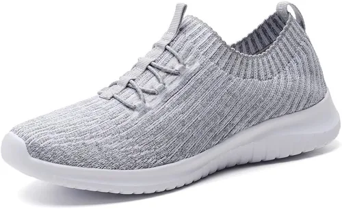 Vista 10 de TIOSEBON - Zapatos de caminar sin cordones para mujer, ligeros, casuales, para correr A/Todo Blanco