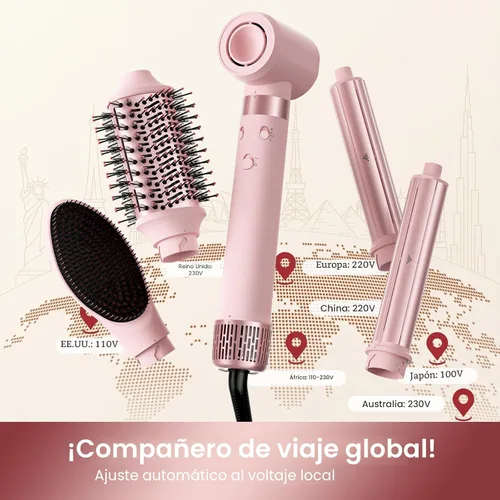 Vista 2 de [Usado] MESCOMB Cepillo secador de pelo de doble voltaje, envoltura 5 en 1 con rizadores de envoltura automática, secado rápido, alisado