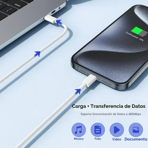 Vista 4 de Cargador para iPhone 17 16 15 de carga rápida, paquete de 2 bloques de cargador de pared tipo C con cable USB C a C de carga rápida de 1 metro