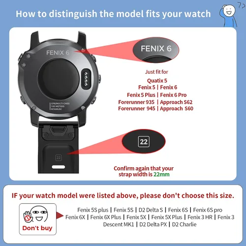 Vista 6 de NotoCity Compatible con Fenix 6 Pro Band 0.866 in Easy Fit para Fenix 5/Fenix 5 Plus/Fenix 6/Fenix 6 Pro/Forerunner 935/Forerunner 945/Approach 2P3