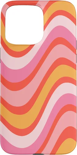 Vista 30 de iPhone 13 Pro Retro Liquid Swirl patrón de líneas onduladas rosa mandarina naranja funda