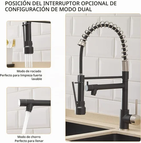 Vista 2 de AIMADI Kitchen Sink Faucet with Pull Down Sprayer,Matte Black Grifo de cocina de acero inoxidable sin plomo, con un solo mango, para cocina, bar