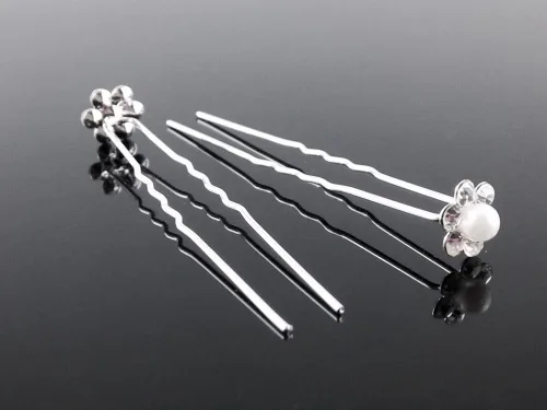 Vista 7 de Vpang 20 piezas de horquillas para el pelo de cristal de perlas para boda, accesorios decorativos para el cabello (blanco)