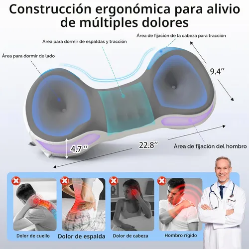 Vista 5 de Almohada Cervical de Rodillo para el Cuello, Di Adiós al Dolor de Cuello, Almohada de Soporte de Cuello para Viaje para Dormir de Lado, Almohada