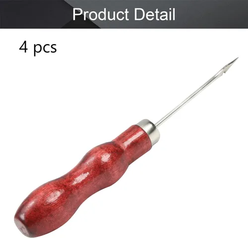 Vista 4 de Utoolmart Punzón para rascar, herramienta de punzón de cuero, mango de madera, doble forma de calabaza, herramientas de artesanía en cuero