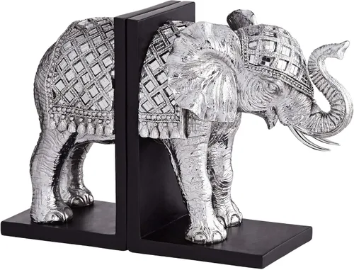 Vista 5 de Elefante 9 1/4" de alto plata extremos para libros - Dahlia Studios