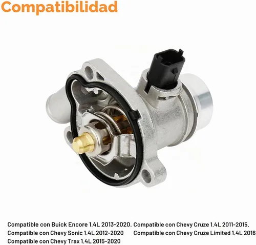 Vista 3 de Conjunto de carcasa de termostato de refrigerante de motor de aluminio mejorado (1 unidad). Compatible con Buick Encore 2013-2020 Chevy Cruze