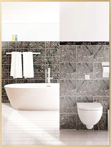 Vista 11 de Y&J Espejo de baño, espejo de pared rectangular, espejo con marco de metal, colgante de pared horizontal o vertical, para dormitorio, sala de estar