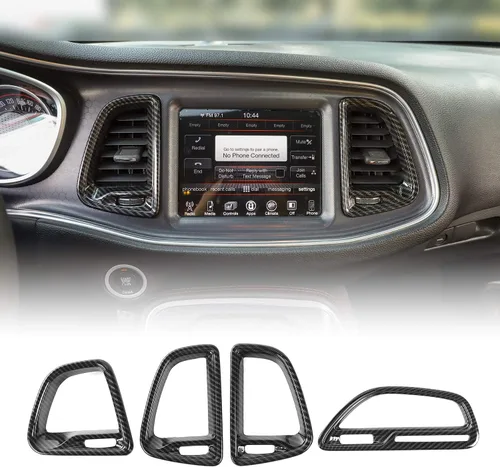 Vista 11 de Voodonala para Dodge Challenger 2015-2021, accesorio de recorte para salida de aire de la consola central (Azul, 4 piezas)