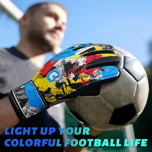 Vista 21 de Guantes de portero de fútbol para jóvenes y niños, guantes de portero con palmas de súper agarre, guantes de fútbol antideslizantes, protección