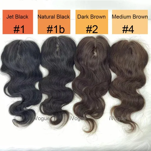 Vista 5 de Base superior de seda con clip para mujer, 5.9x5.9 in de largo, europeo, ondulado, virgen, cabello humano, pieza de cabello transpirable para #1