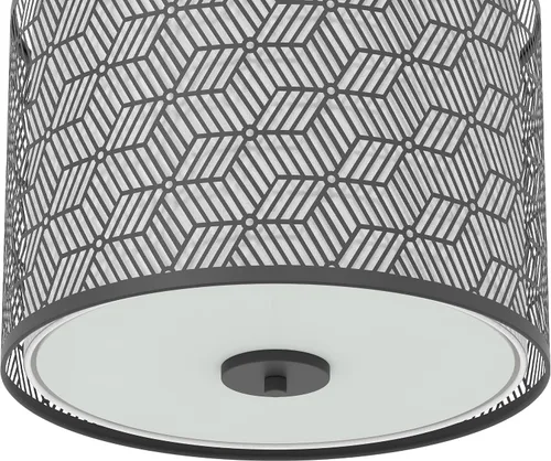 Vista 2 de Inlight IN-0347-3-BK - Lámpara de techo semiempotrada de 3 luces de 14 pulgadas de ancho con marco de metal negro y pantalla de tela blanca