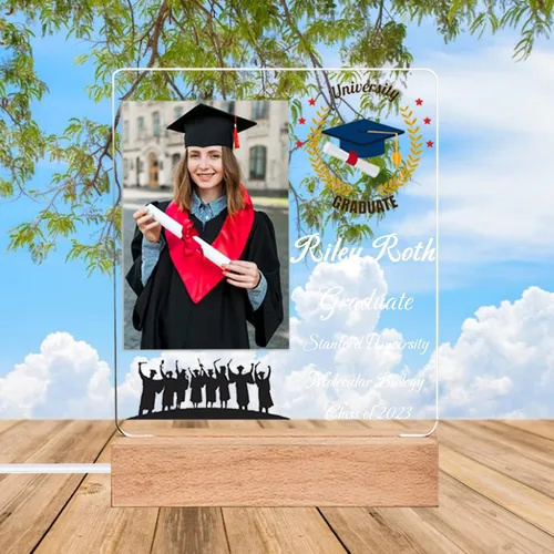Vista 2 de Placa acrílica personalizada con foto de graduado, placa de graduación con foto personalizada, regalos de graduación personalizados para ella