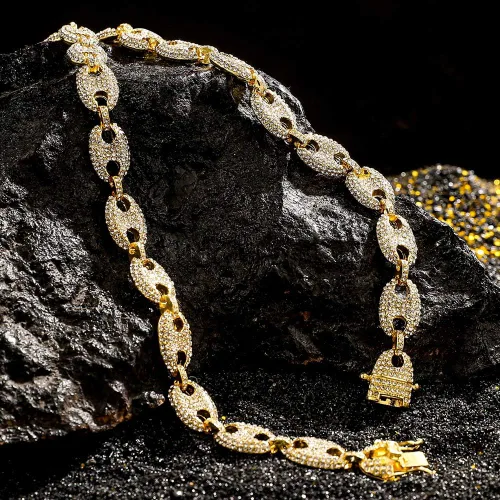 Vista 5 de FW Jewelry Cadenas de eslabones cubanos Gold Mariner para hombre, collares cubanos de grano de café, cadenas cubanas de hip hop de 16 a 30 pulgadas