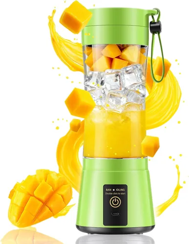 Vista 14 de Licuadora portátil inalámbrica de tamaño personal – Licuadora sin BAP para hacer batidos y batidos, taza de jugo de 12 onzas con 6 cuchillas, se