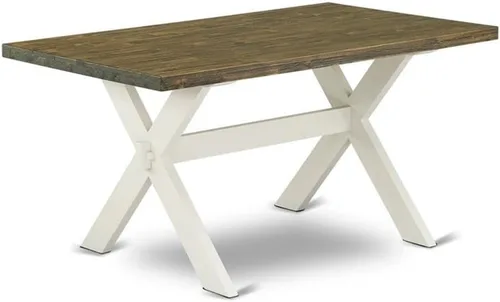 Vista 28 de East West Furniture VT026 Mesa de comedor estilo V – una mesa de cocina rectangular con patas elegantes, 36 x 60 pulgadas, multicolor