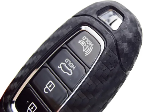 Vista 5 de Zorratin Funda para llavero de silicona de carbono + llavero para Hyundai Kona Azera Grandeur IG Elantra GT Santa Fe Veloster Venue 2018 2019 2020