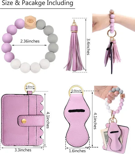 Vista 4 de BVGA Pulsera llavero de pulsera de silicona para mujer